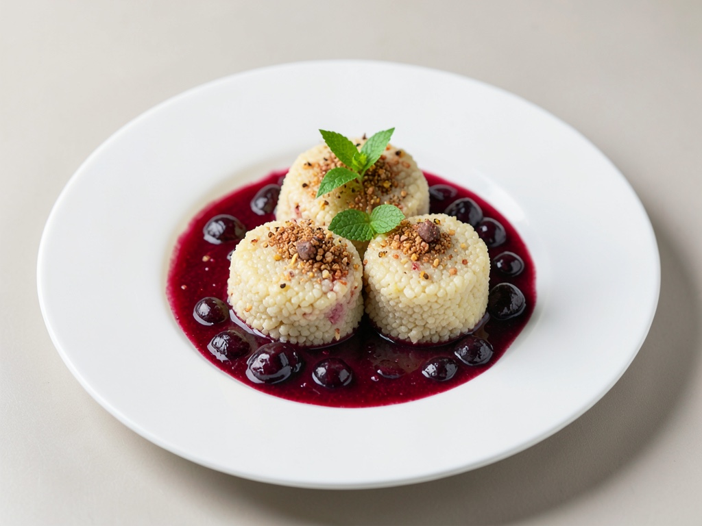 Gnocchi di semola dolci con composta di prugne