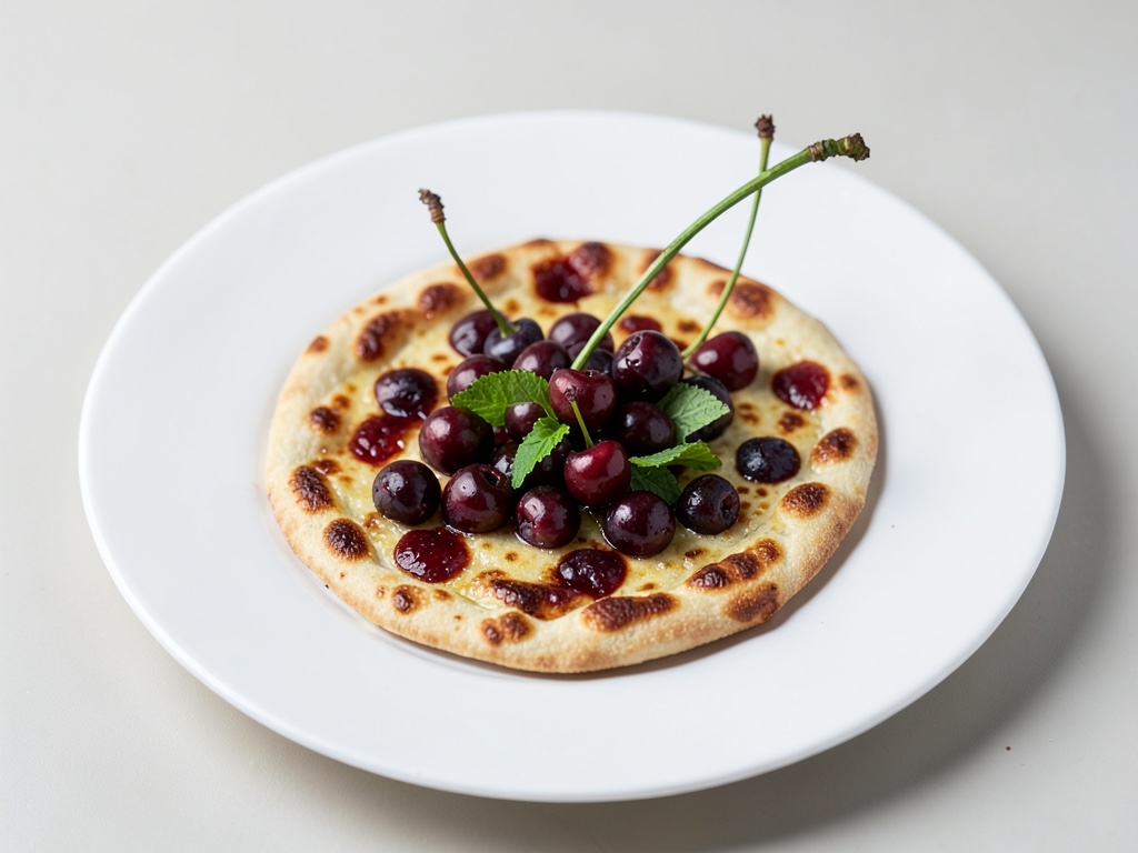 Focaccia dolce al lievito con ciliegie