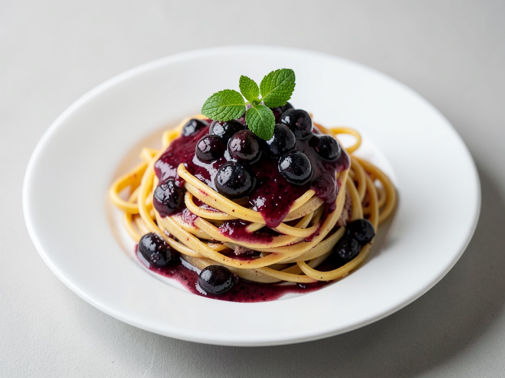 Süße Pasta mit Blaubeersauce