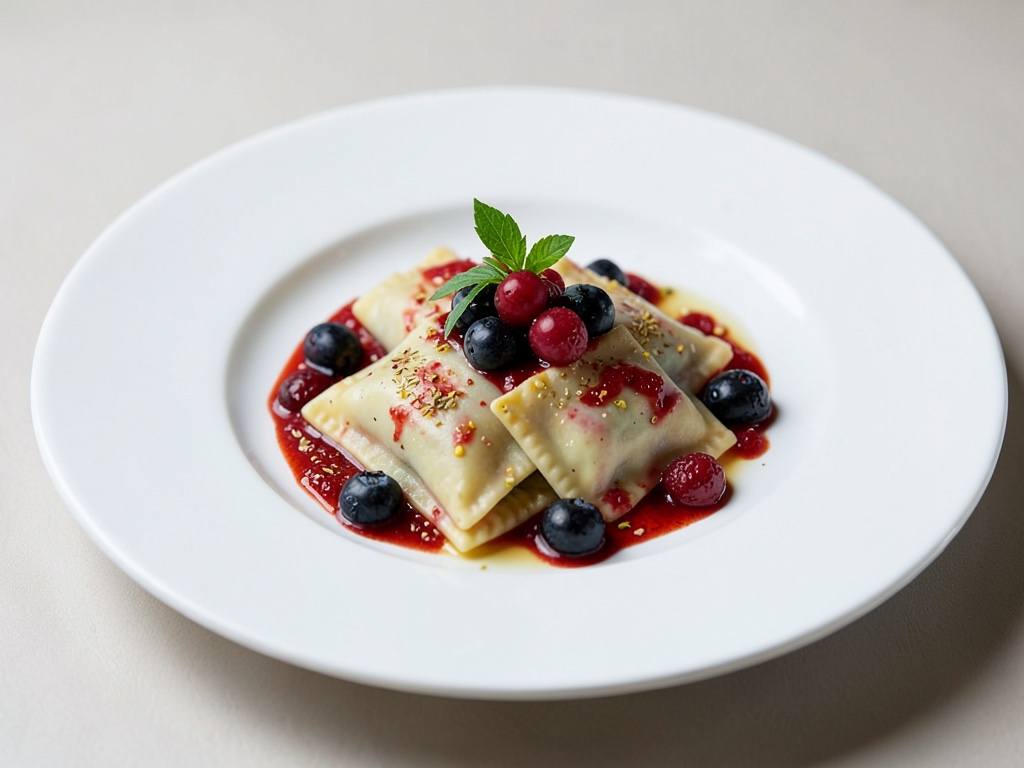 Dolci ravioli con frutti di bosco