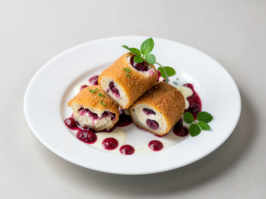 Rouleaux croustillants au ricotta et aux framboises