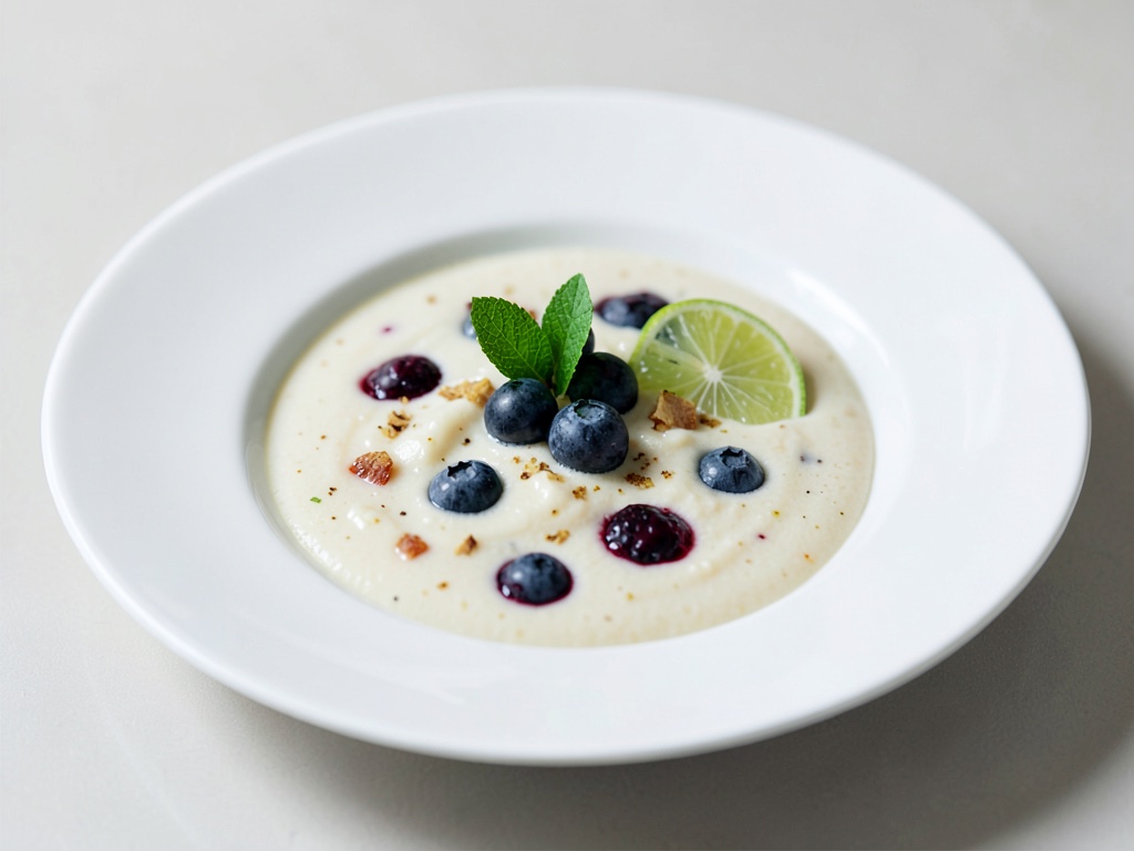 Sopa cremosa de arándanos con lima