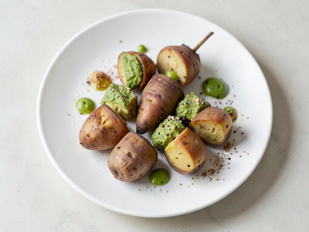 Spiedini di patate dolci e avocado