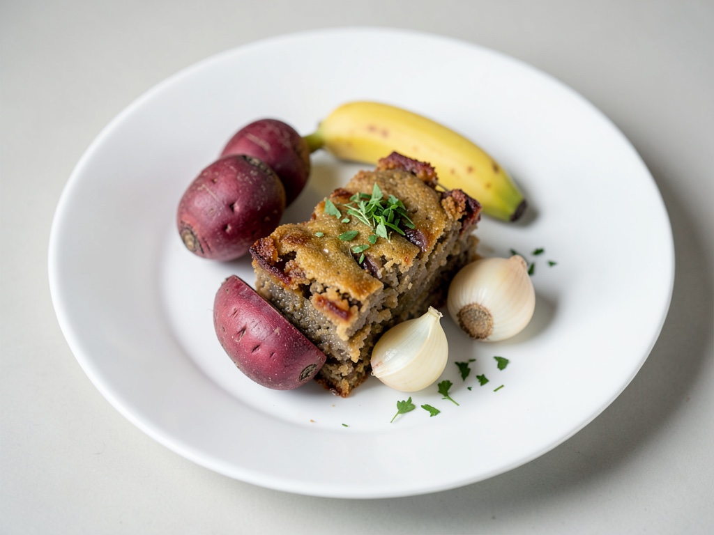 Gratin cremoso di patate dolci e banane