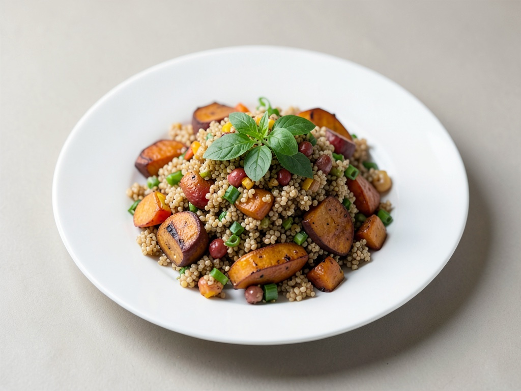 Insalata di quinoa, fagioli e patate dolci arrosto