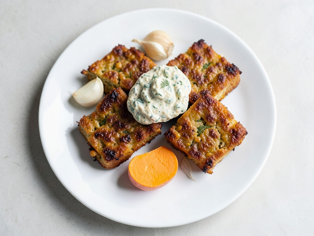 Crocchette croccanti di zucca e patate dolci con yogurt