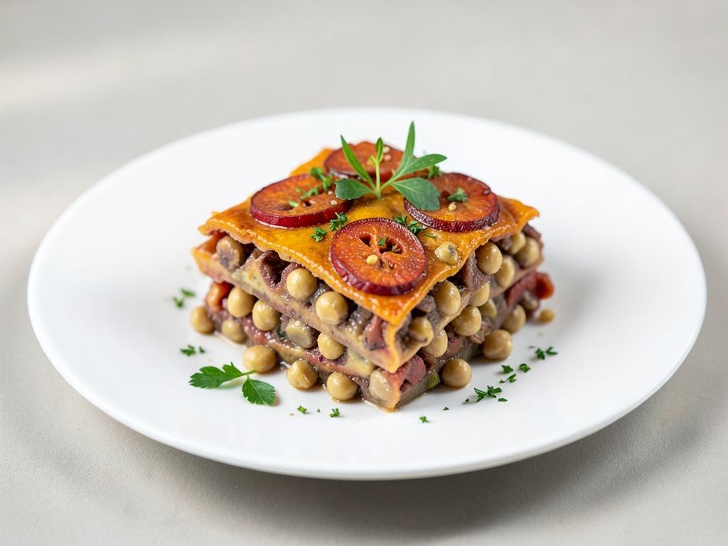 Süßkartoffel-Lasagne mit Kichererbsen
