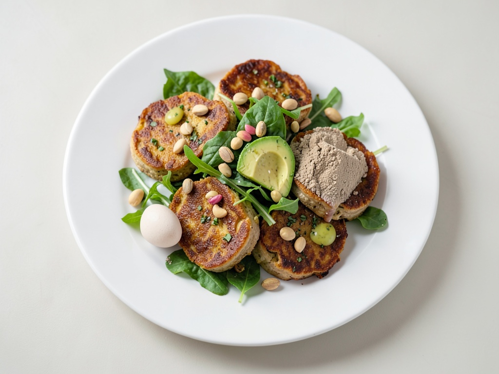 Waffle di patate dolci con avocado, valeriana e pistacchi
