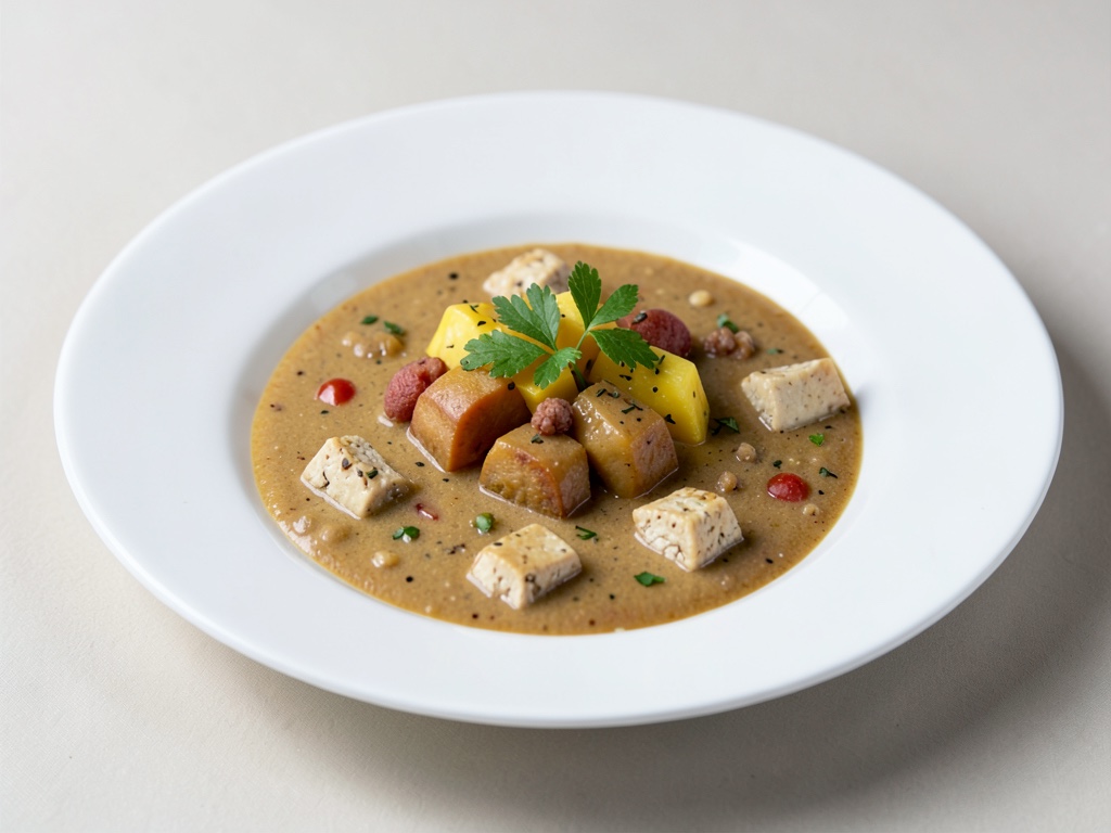 Curry cremoso de boniato con tofu y mango