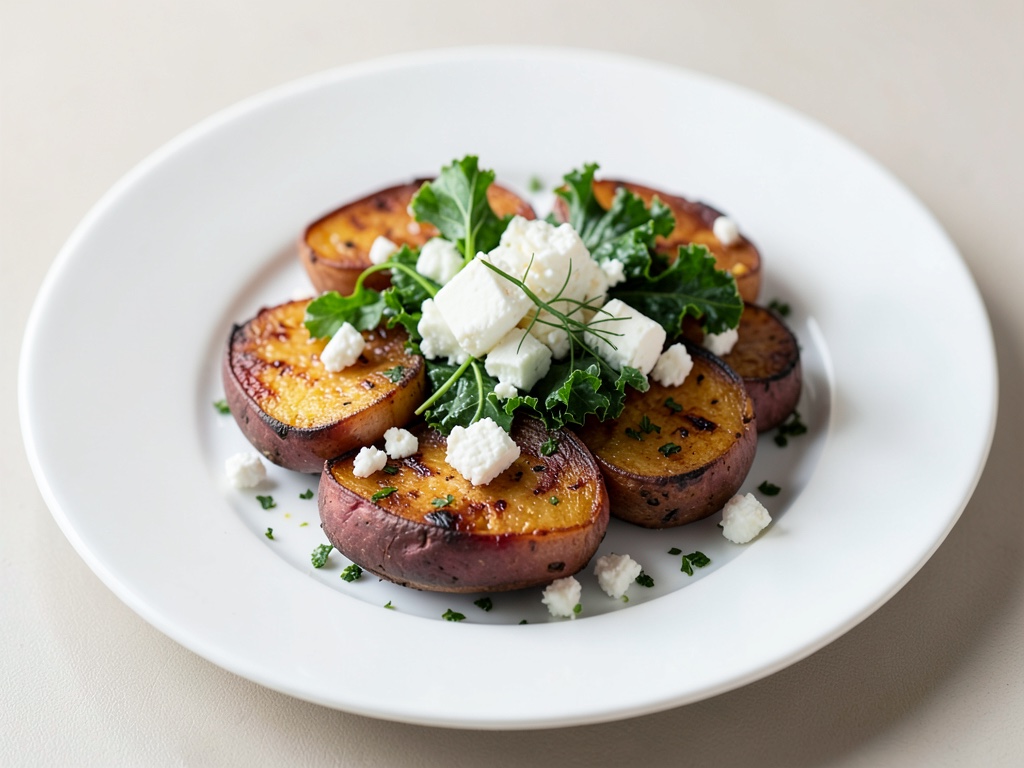Patates douces au four avec feta et chou frisé