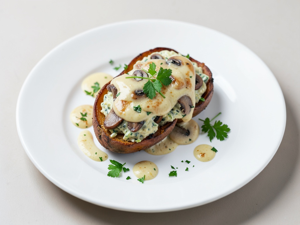 Patate dolci al forno ripiene di crema di fune e barbabietola