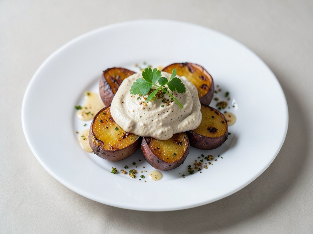 Patates douces au four avec beurre tahini crémeux