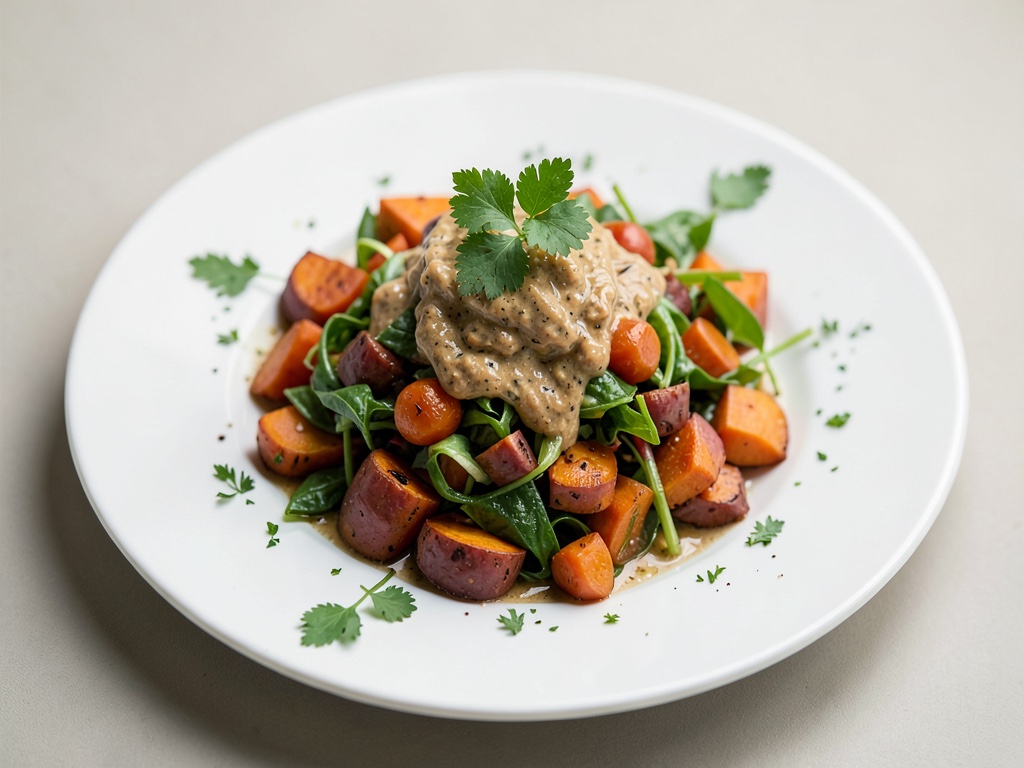 Insalata di patate dolci con condimento all'acero