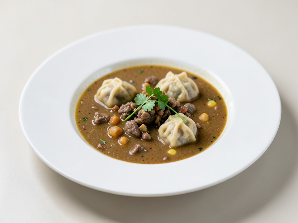 Sopa sabrosa de menudillo de ganso con ñoquis caseros