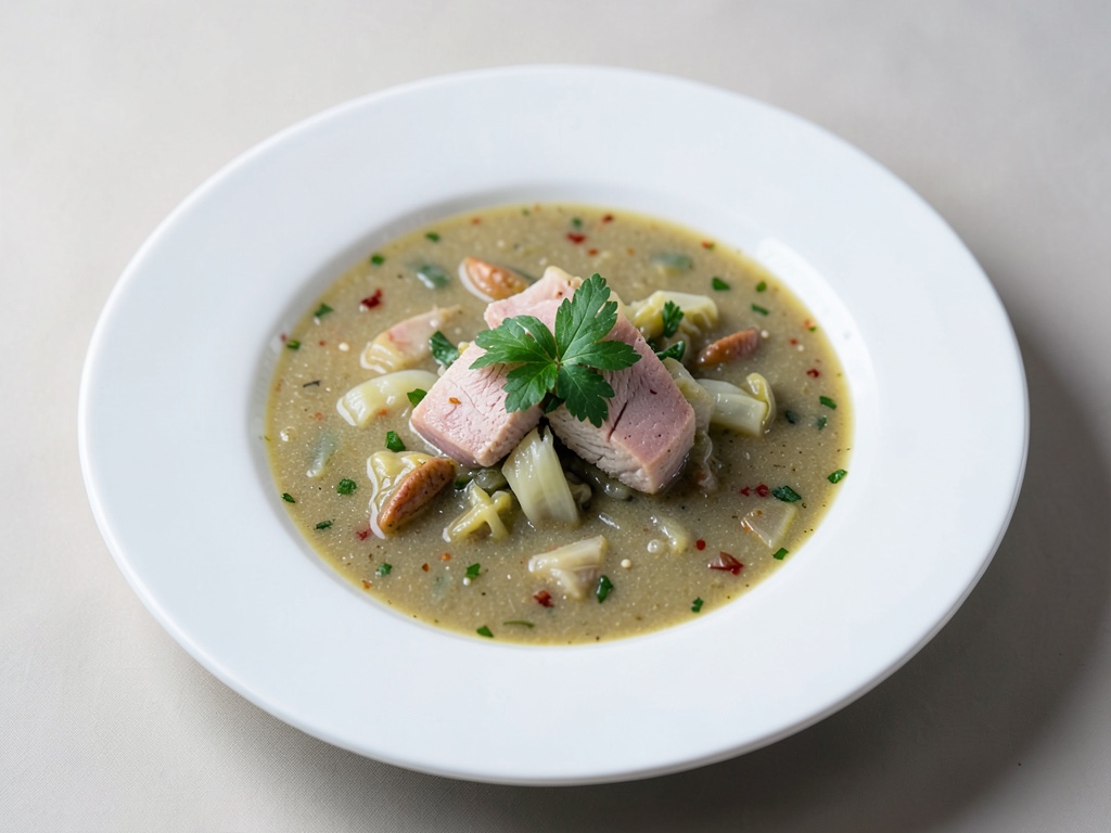 Sopa salada de col con bacalao ahumado