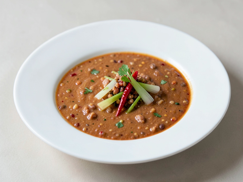 Sopa cremosa de lentejas rojas con hinojo y chile