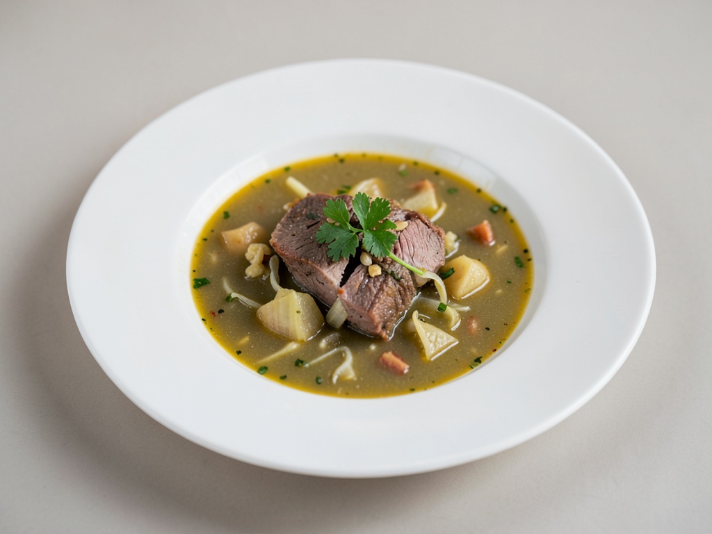 Sopa sabrosa de cordero y col blanca
