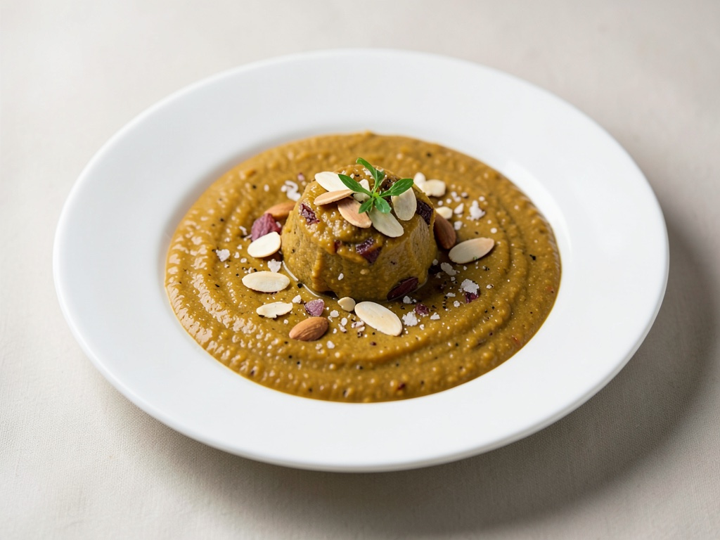 Sopa cremosa de calabaza butternut con almendras