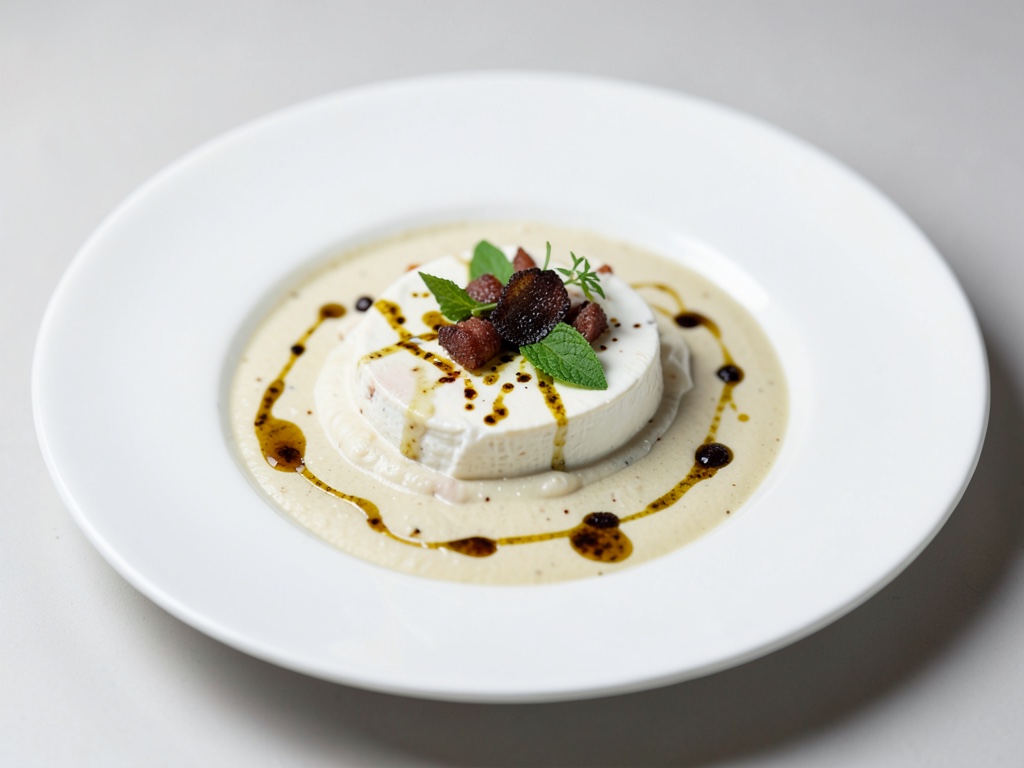 Sopa cremosa de pera y brie con aroma a setas