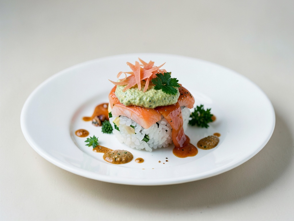 Maki-sushi avec trempade avocat-gingembre