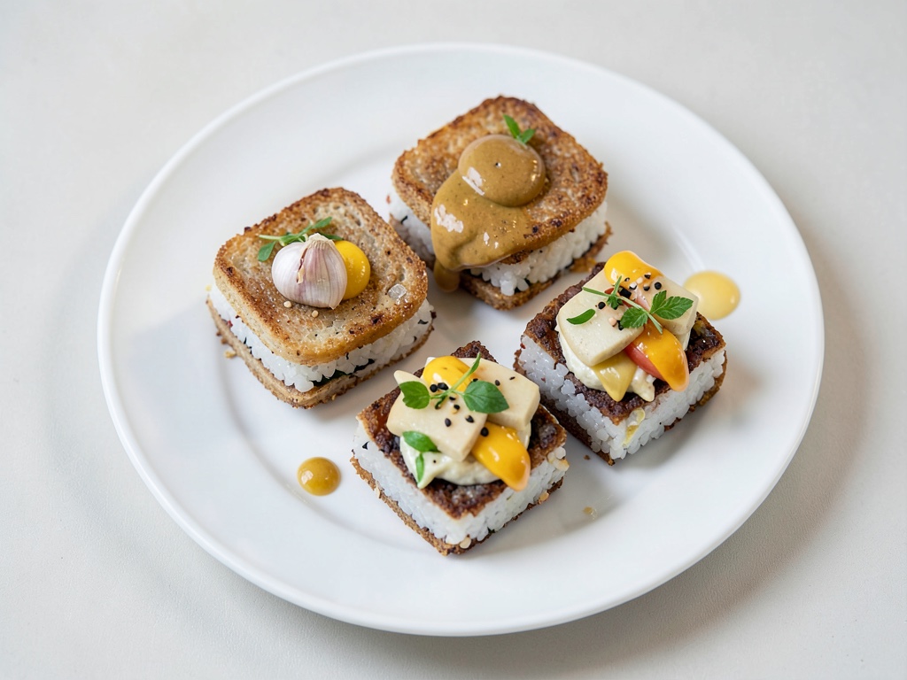 Sándwiches de sushi con zanahoria y crema de cúrcuma