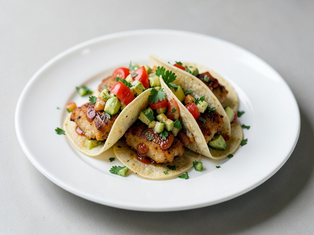 Tacos di pesce con salsa fresca di pomodoro e avocado