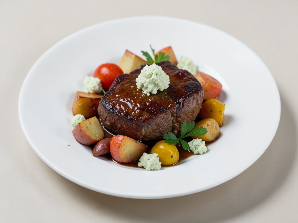 Tenero brasato di manzo con verdure radicate e rafano