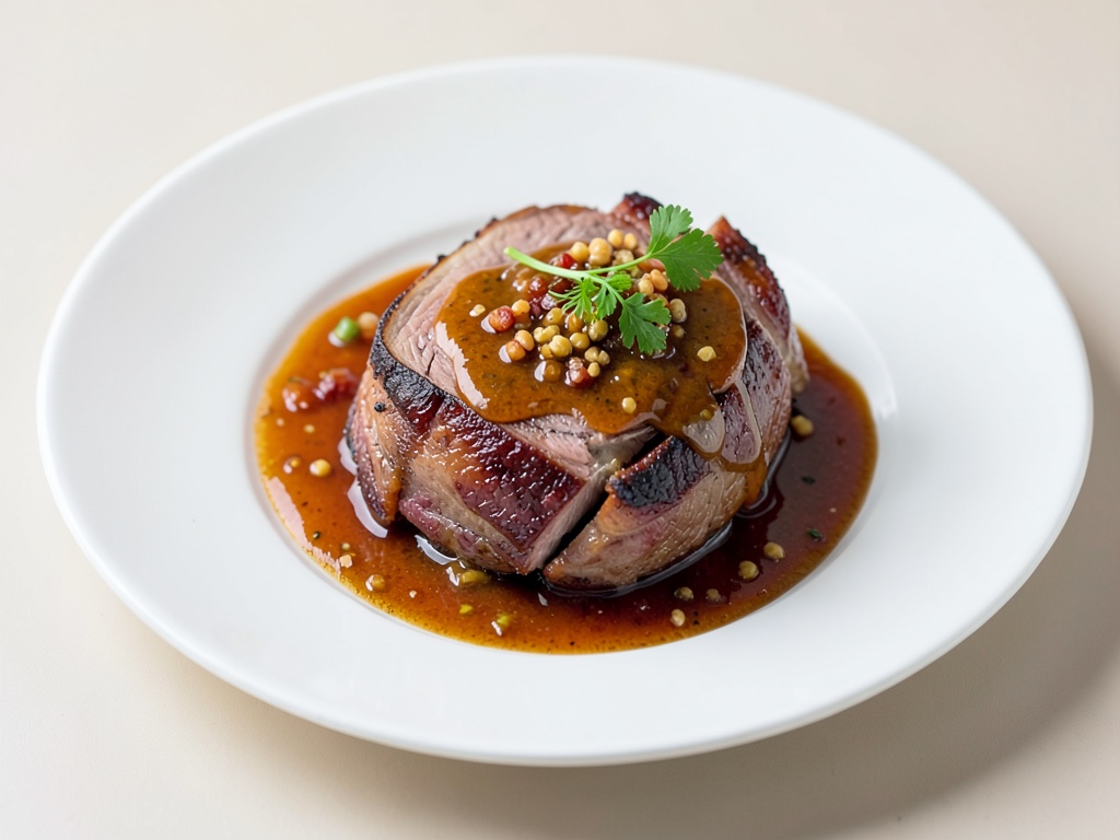 Tenero arrosto di vitello con salsa piccante al vino e aceto