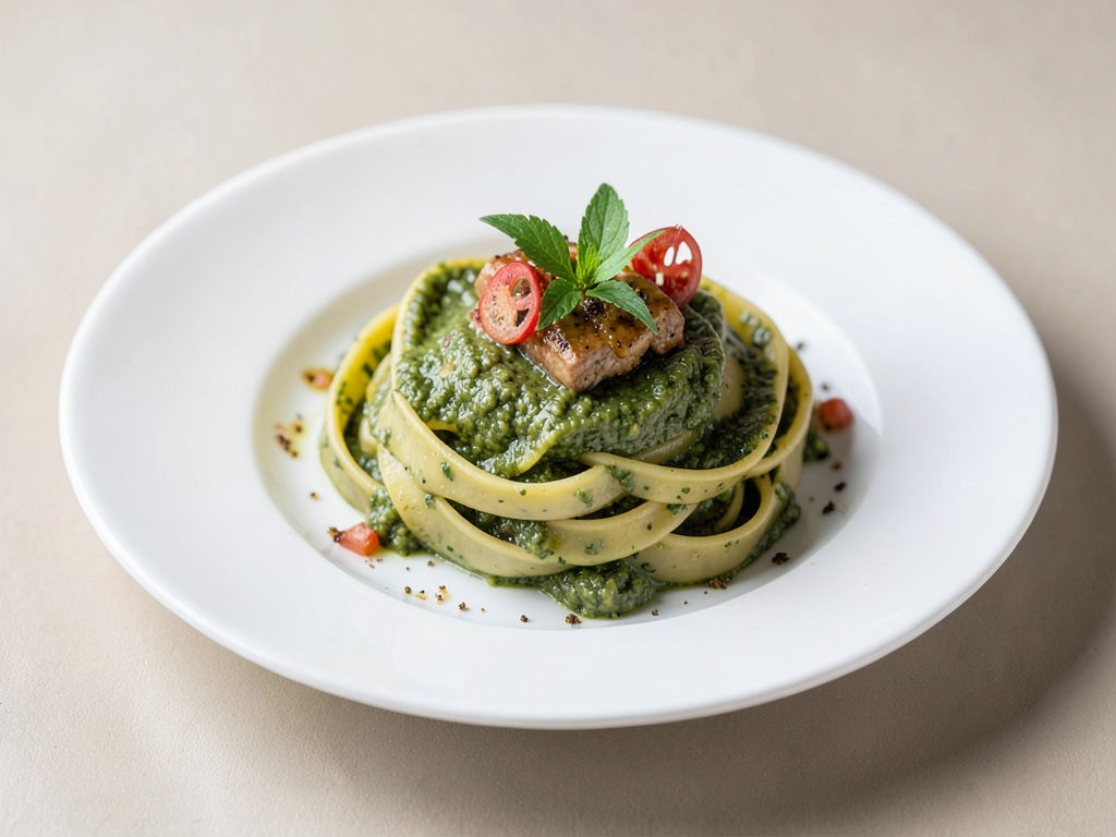 Tagliatelle frescas con pesto casero