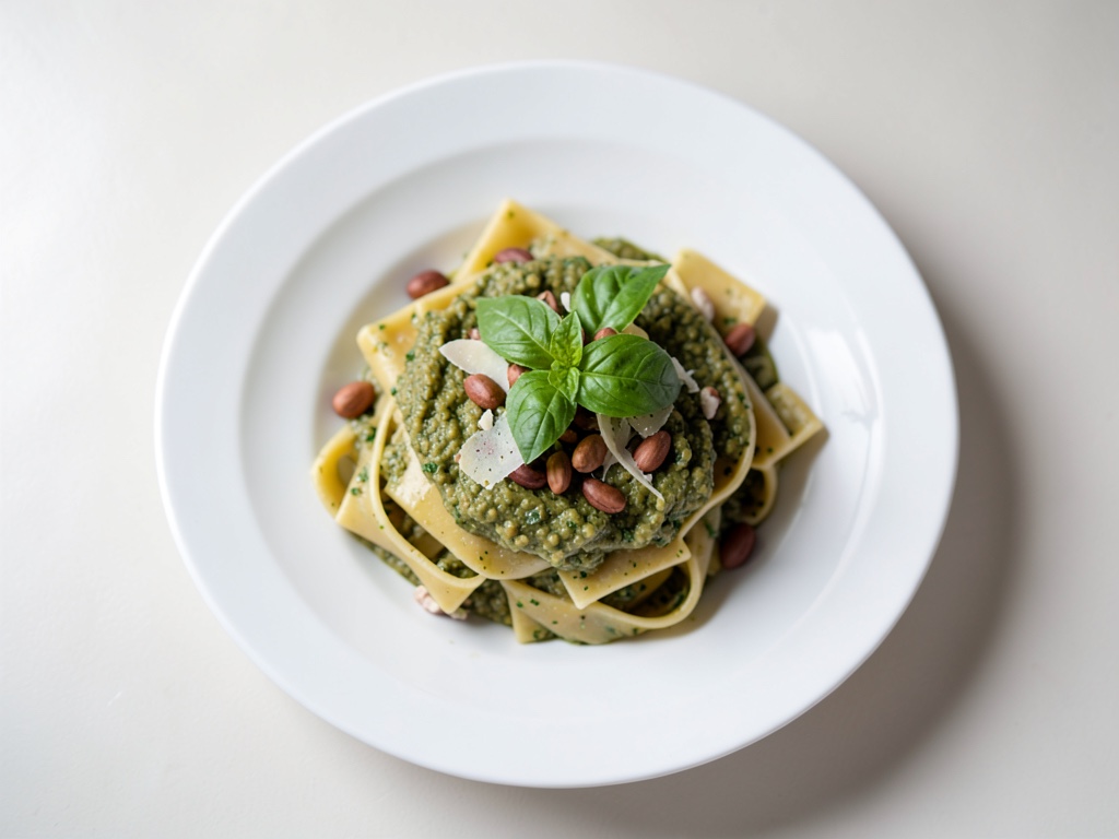 Tagliatelle fresche con pesto al basilico fatto in casa