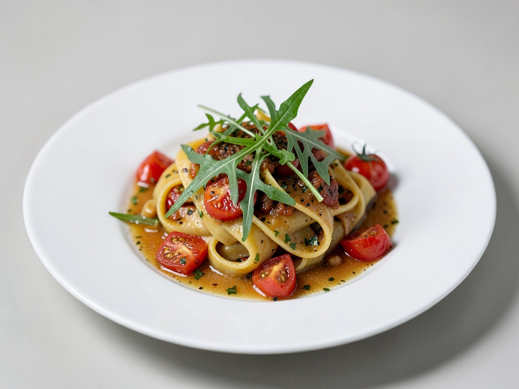 Tagliatelle con pomodorini e rucola