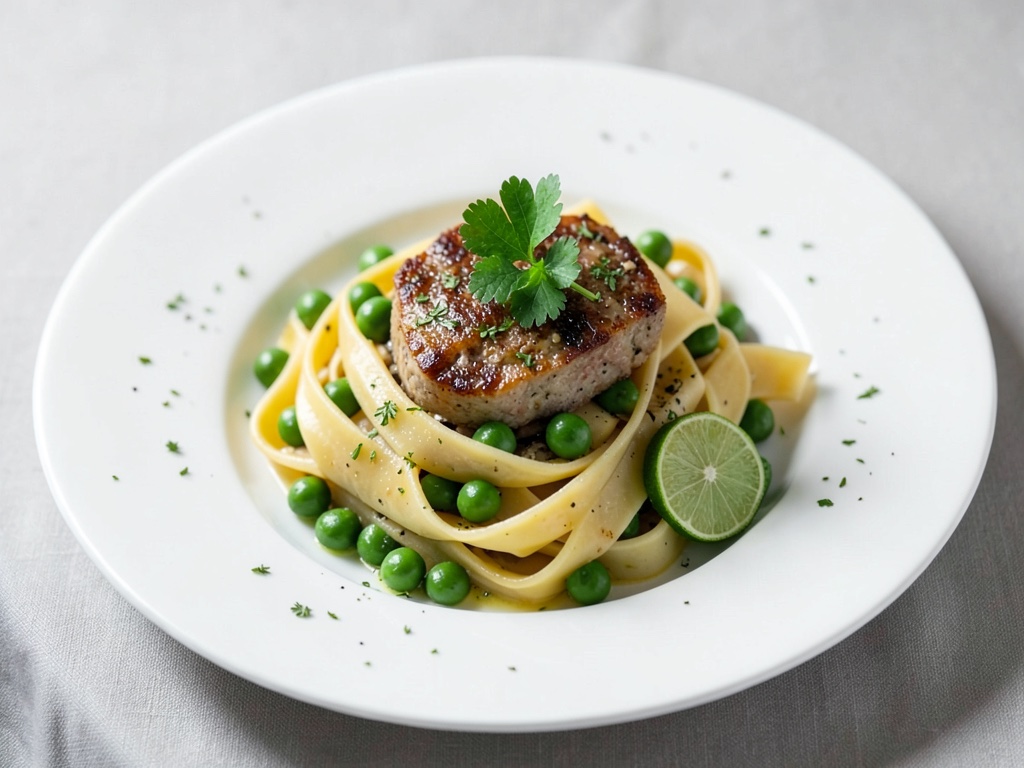 Tagliatelle fraîches aux pois sucrés et au citron vert