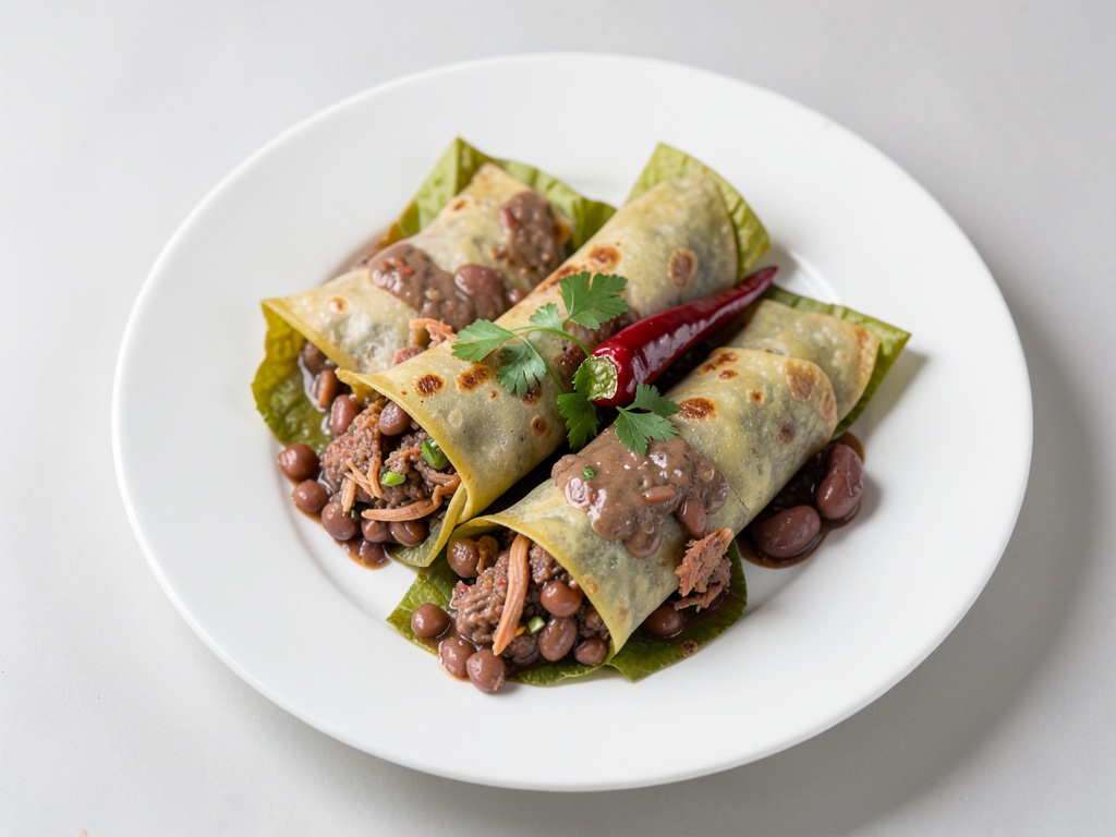 Tamales di anatra in foglie di mais
