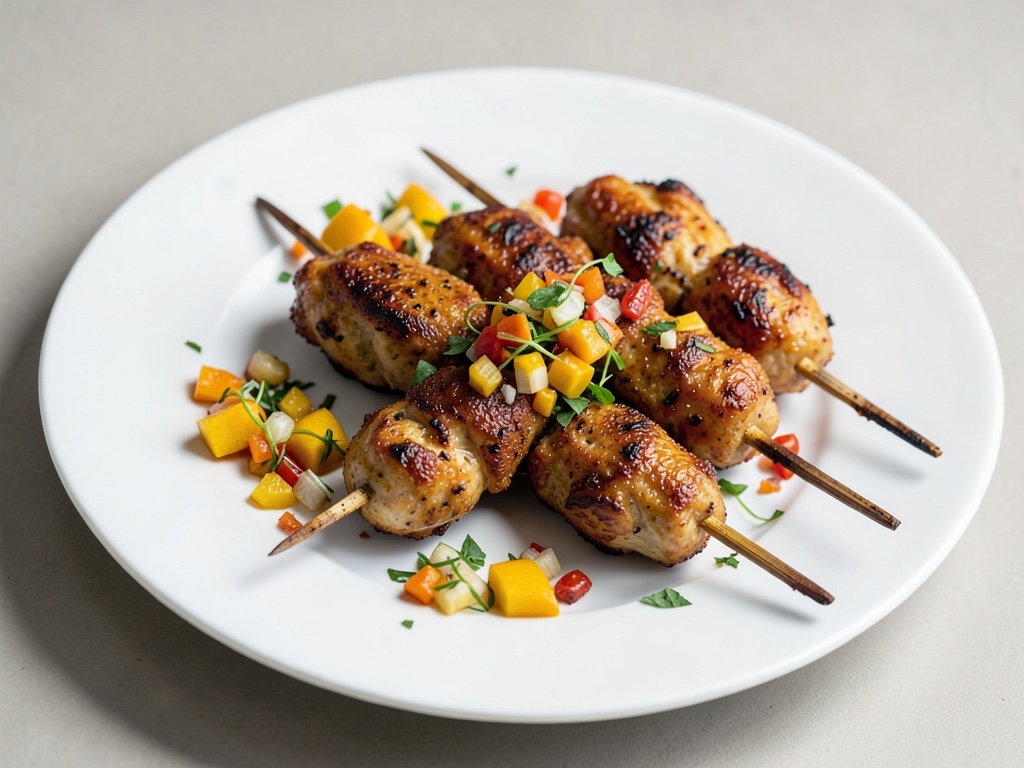 Spiedini di pollo tandoori con salsa di mango e finocchio