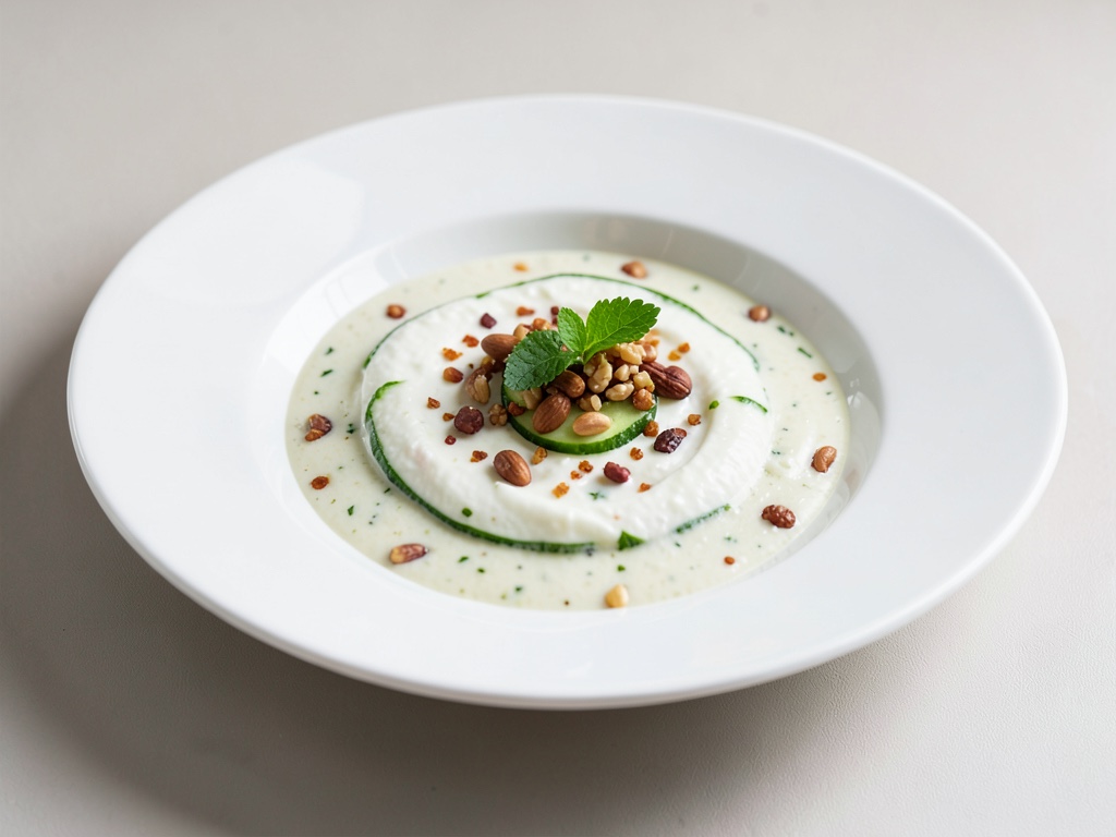 Zuppa fredda di cetriolo e yogurt con noci
