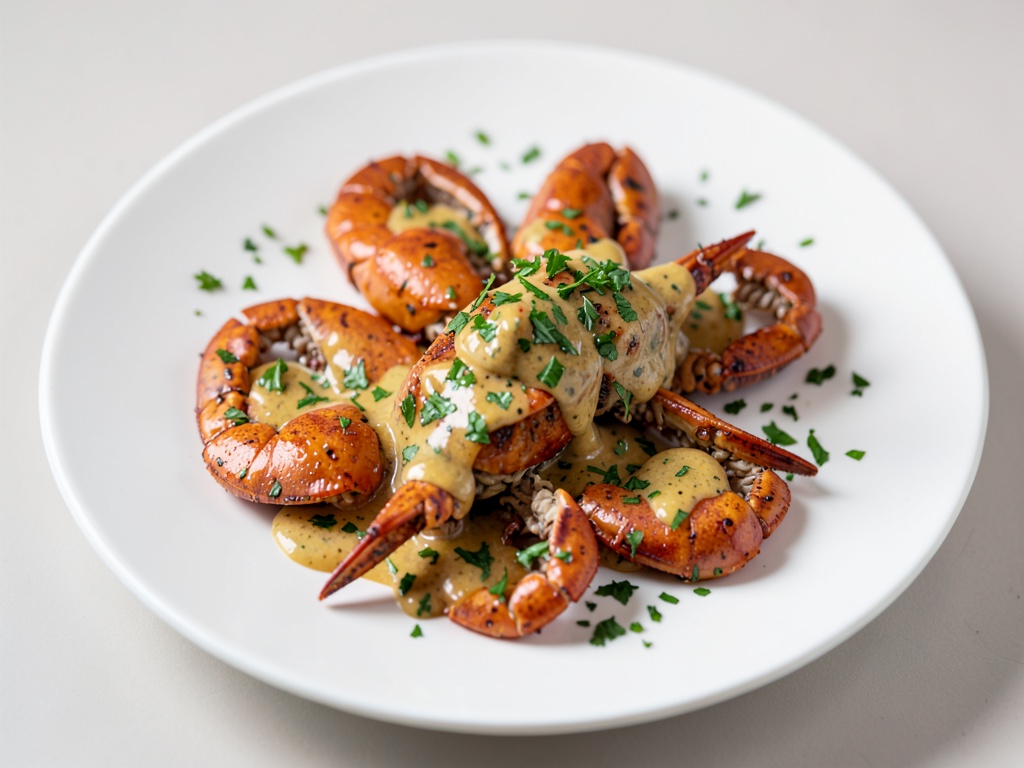 Carcasses de crabe parfumées avec vinaigrette coriandre-chili