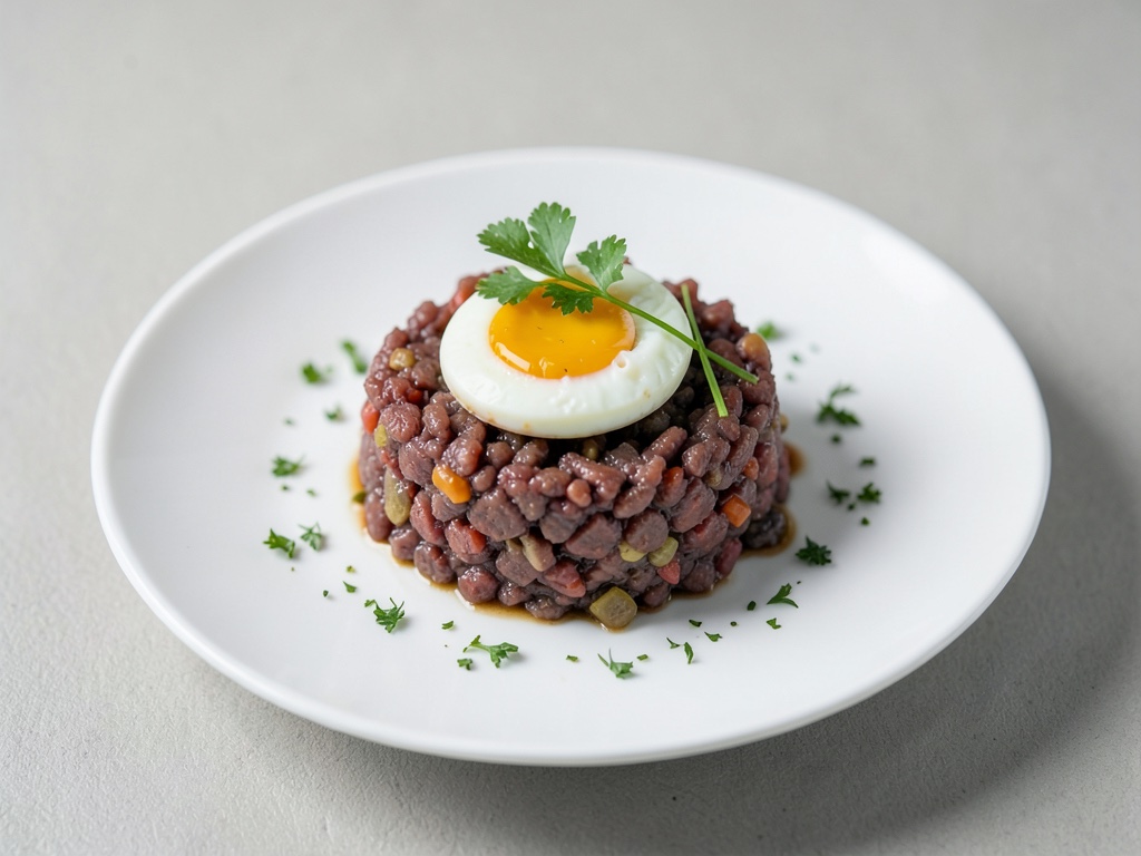 Classico tartare di manzo con uovo