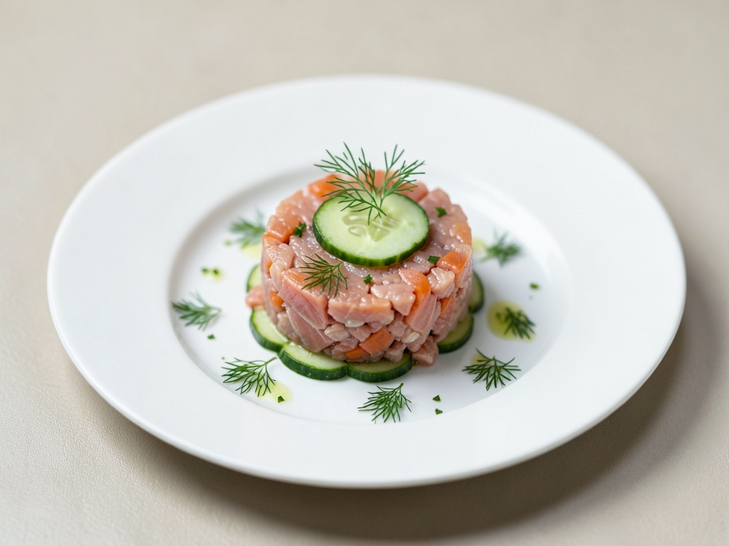 Tartare de saumon aux concombres et aneth