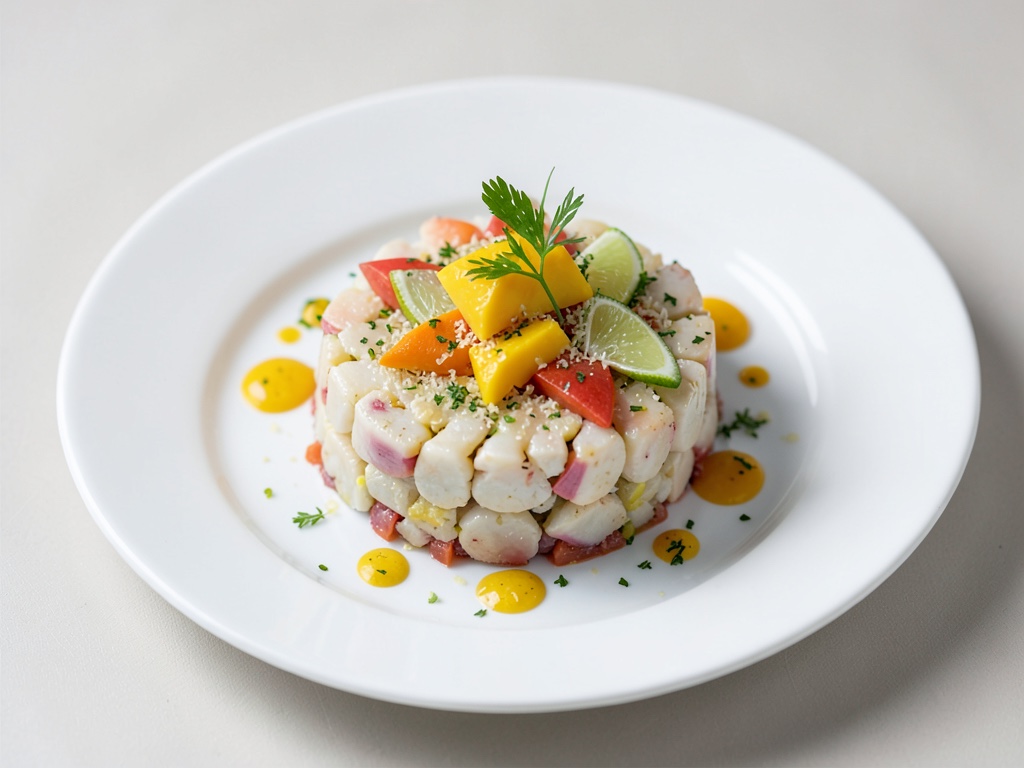 Tartare di scaloppine con freschezza di mango e lime
