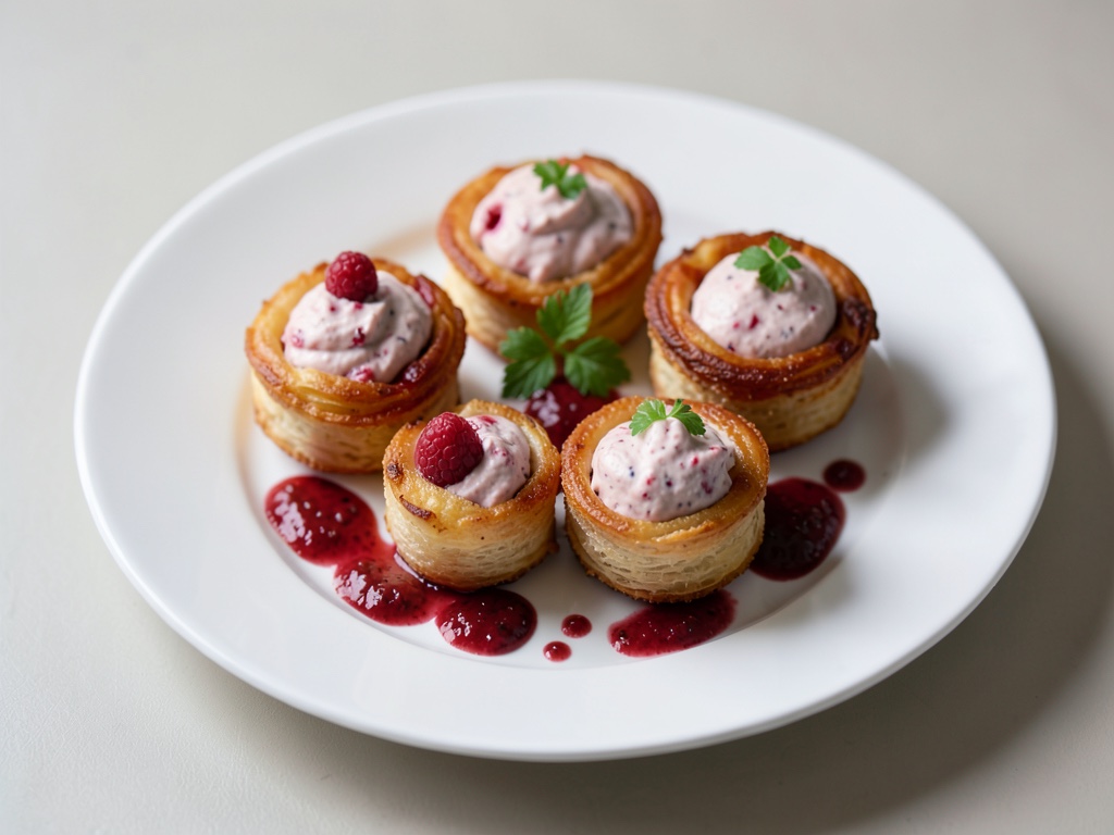 Knusprige Blätterteig-Schalen mit Himbeer-Quark-Creme
