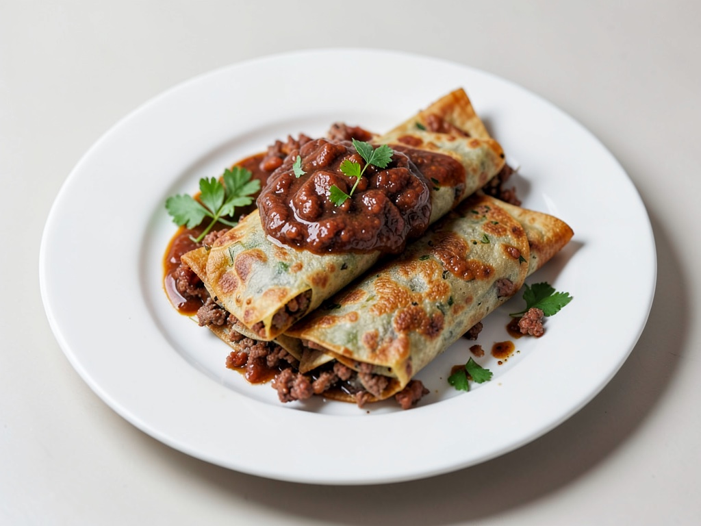 Tasche di wrap croccanti al macinato con salsa di prugne dolce e piccante