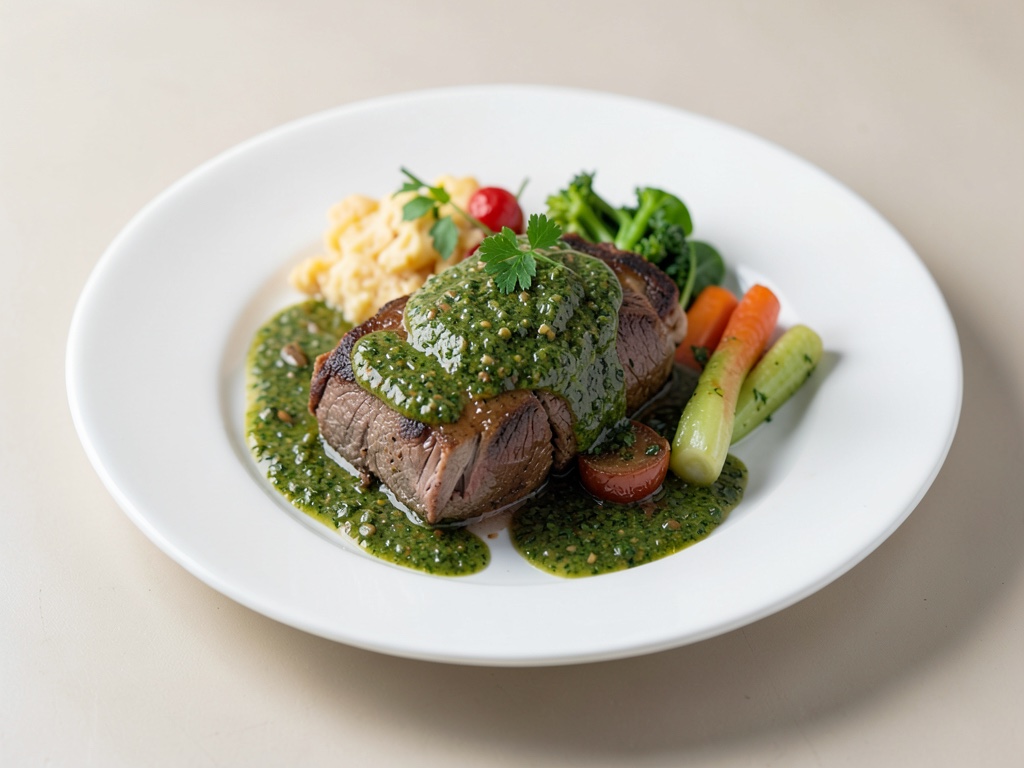 Carne bollita tradizionale con salsa verde alle erbe e contorno