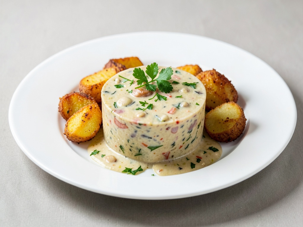 Gelée de viande maison avec des pommes de terre sautées croustillantes