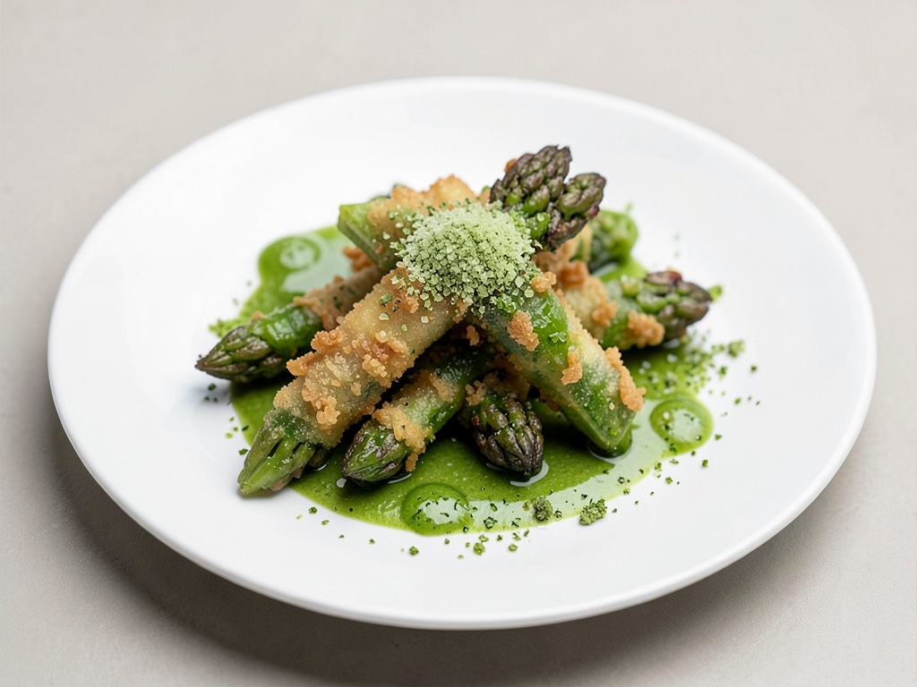 Asparago tempura croccante con sale al matcha