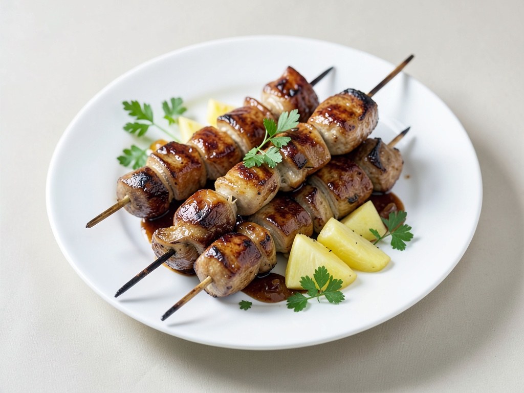 Spiedini di champignon teriyaki con ananas