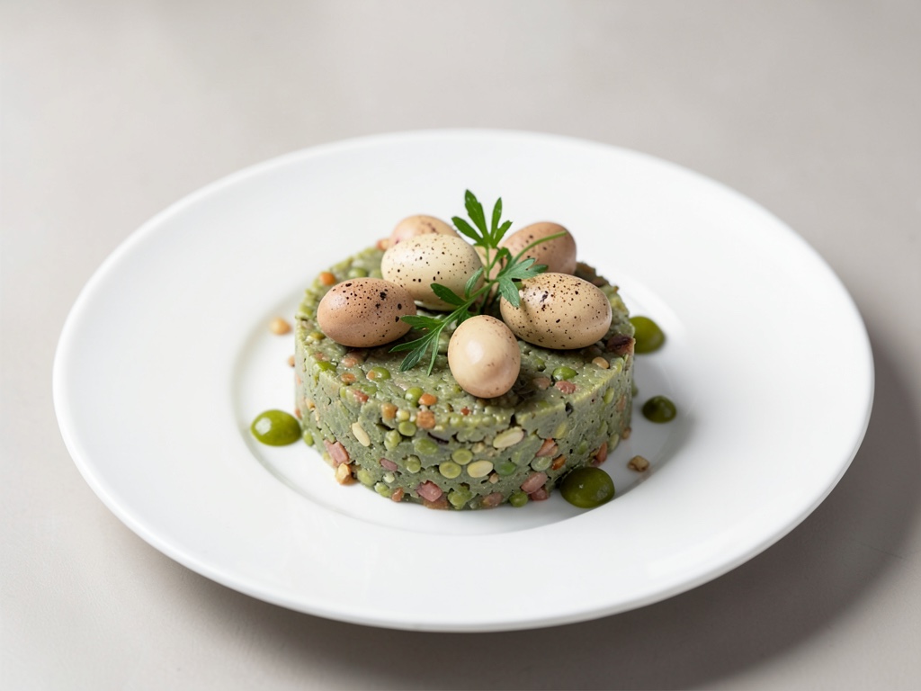 Terrine de pois aux œufs de caille