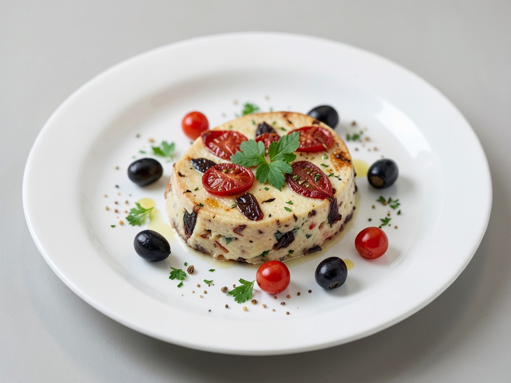 Terrina di formaggio fresco con pomodori secchi e olive