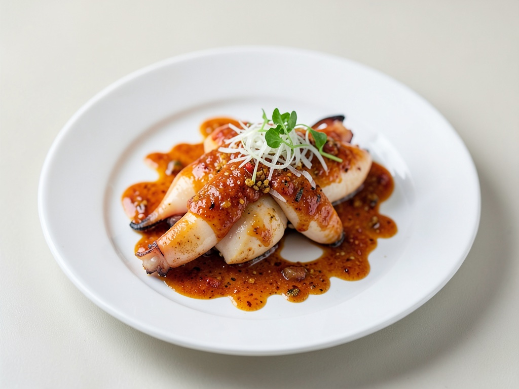 Calamares tailandeses con salsa de coco y sriracha