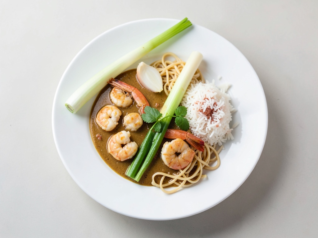 Curry thaï aux crevettes avec nouilles de riz