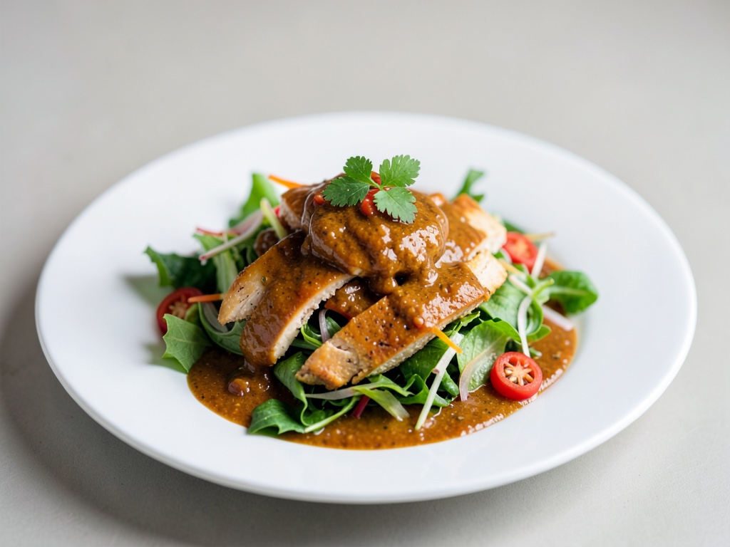 Fresco insalata di pollo tailandese con condimento al curry